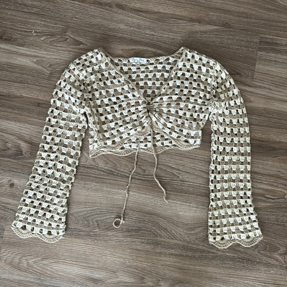 Emery Park Crochet Cropped Sweater Cardigan - Picture 6 of 7